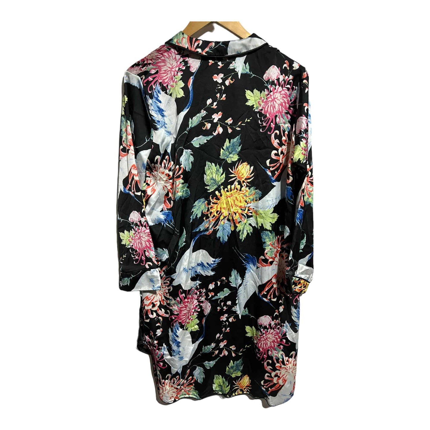 Laycuna London Oriental Bird Print Silk Satin Nightshirt Pyjama's - Recurring.Life