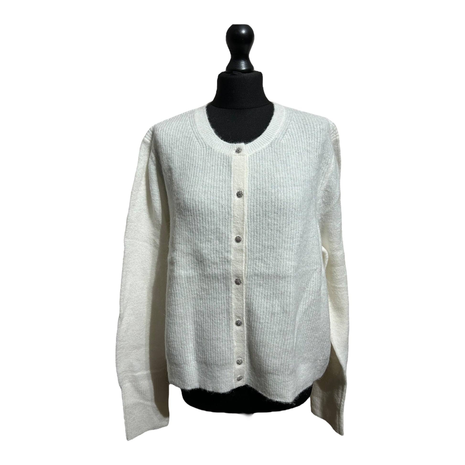Boden Ivory Jewel Button Wool Blend Cardigan - Recurring.Life