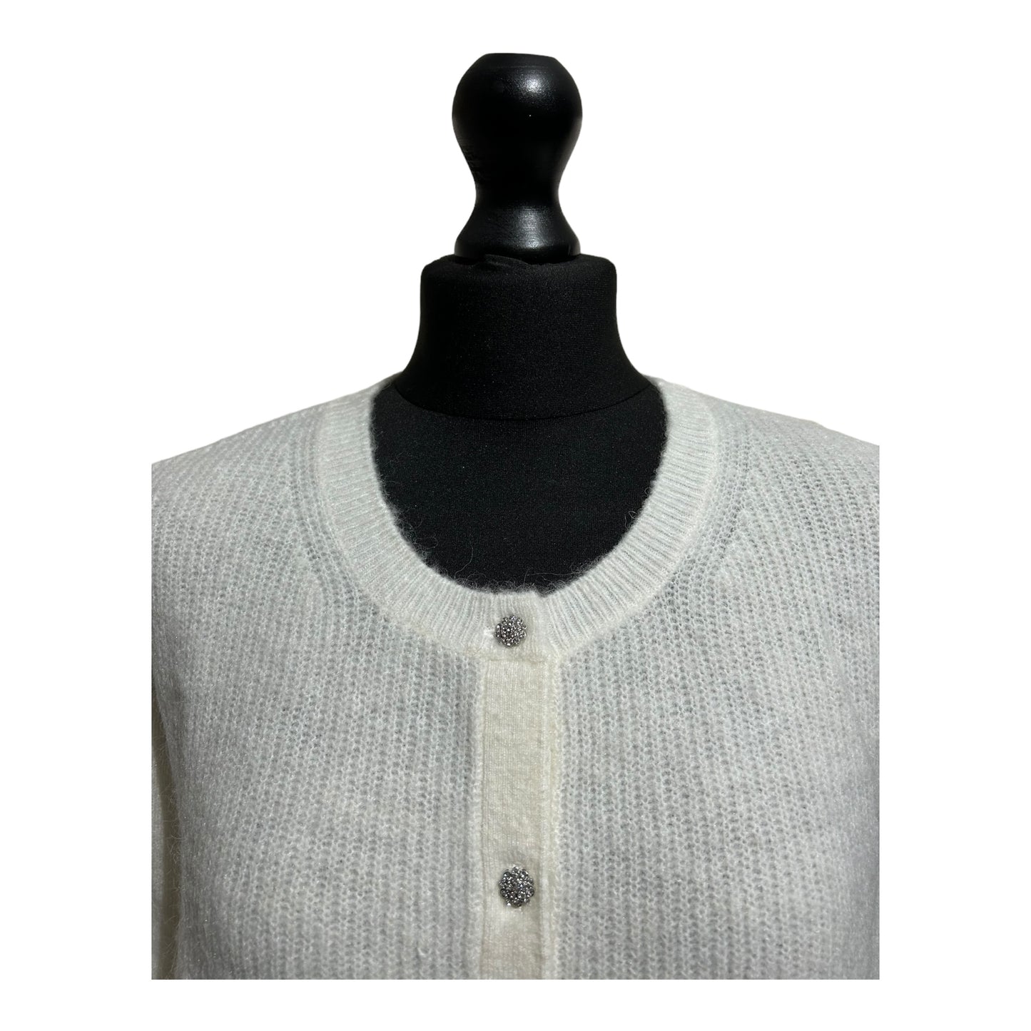 Boden Ivory Jewel Button Wool Blend Cardigan - Recurring.Life