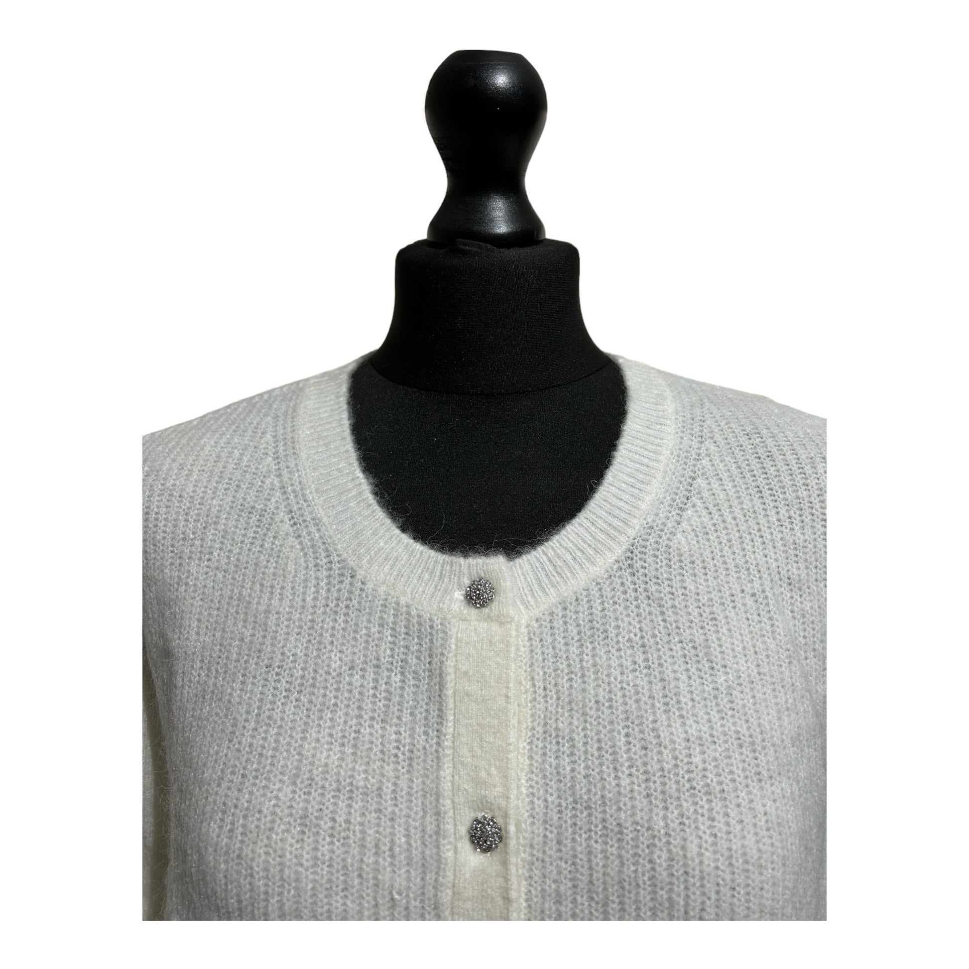 Boden Ivory Jewel Button Wool Blend Cardigan - Recurring.Life