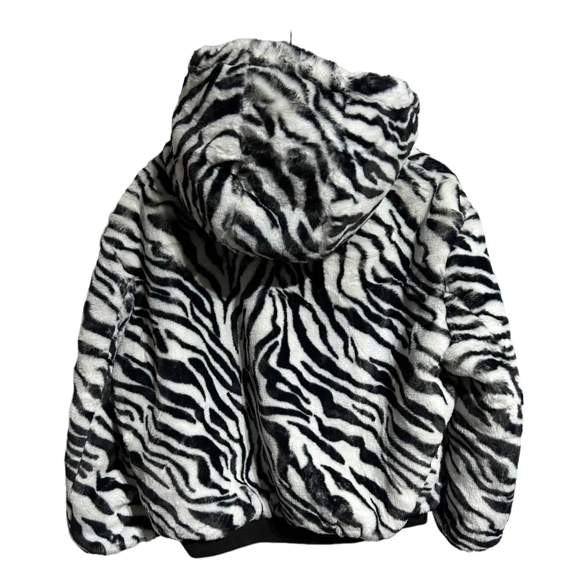 Jayley Collection Faux Fur Zebra Print Reversible Hooded Jacket - Recurring.Life