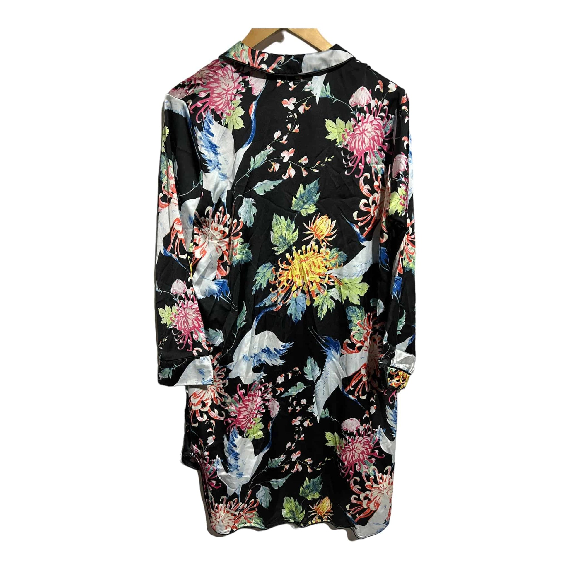 Laycuna London Oriental Bird Print Silk Satin Nightshirt Pyjama's - Recurring.Life
