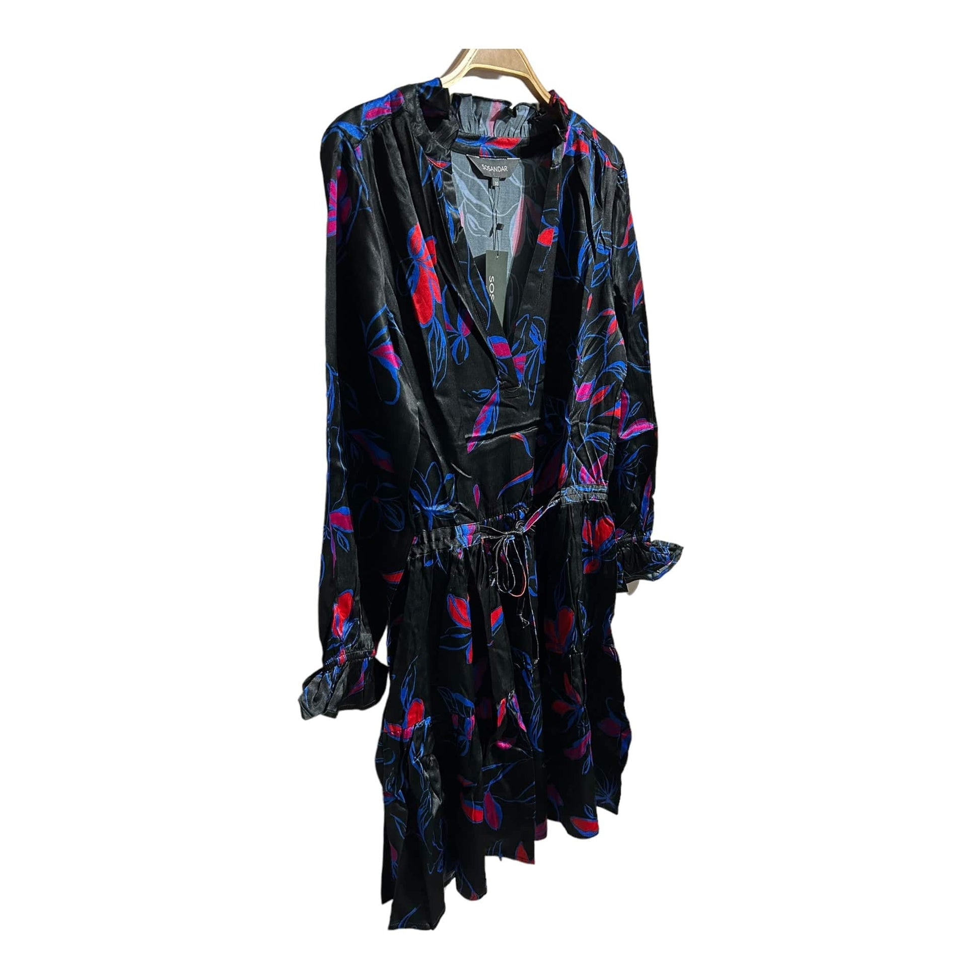 Sosandar Floral Print Drawstring Waist Tunic Dress - Recurring.Life