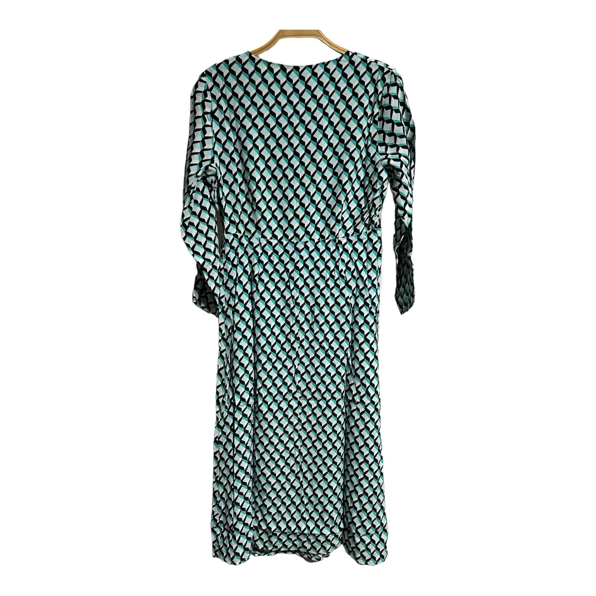 Sosandar Geometric Zip Neck Fit & Flare Dress - Recurring.Life